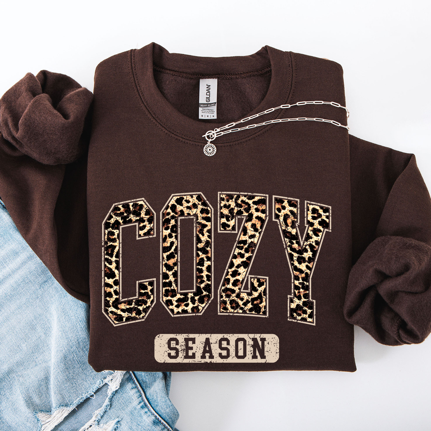 Cozy Season, Leopard Print, Halloween, Autumn, Fall Sweatshirt