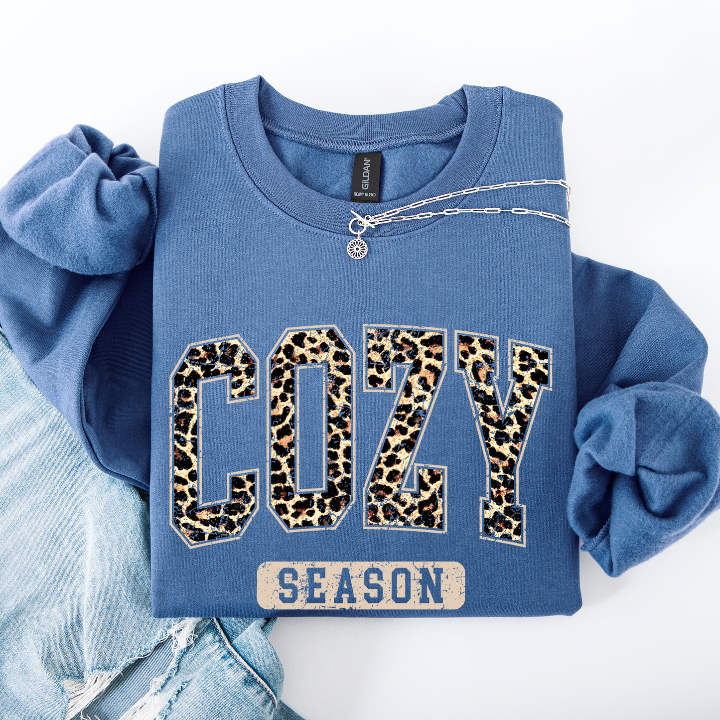 Cozy Season, Leopard Print, Halloween, Autumn, Fall Sweatshirt