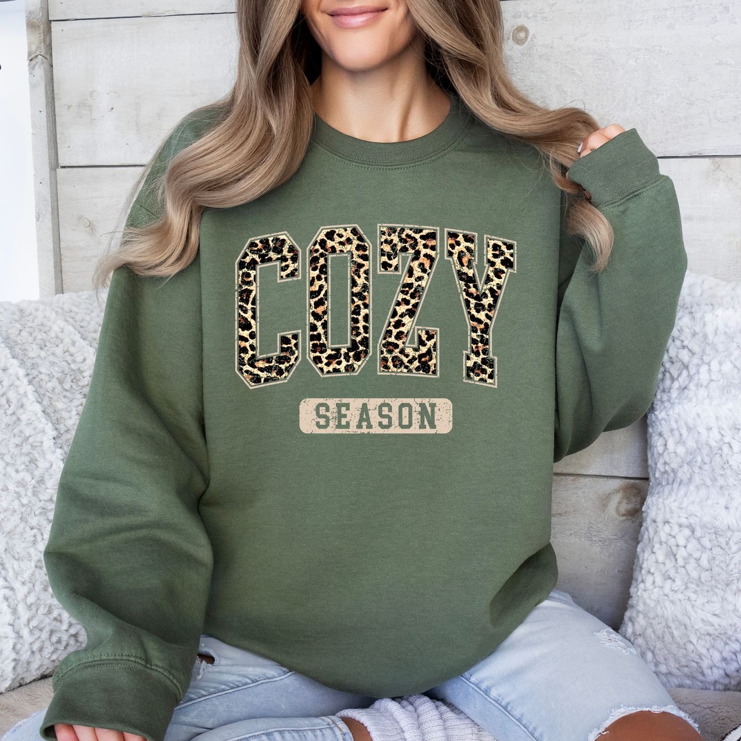 Cozy Season, Leopard Print, Halloween, Autumn, Fall Sweatshirt