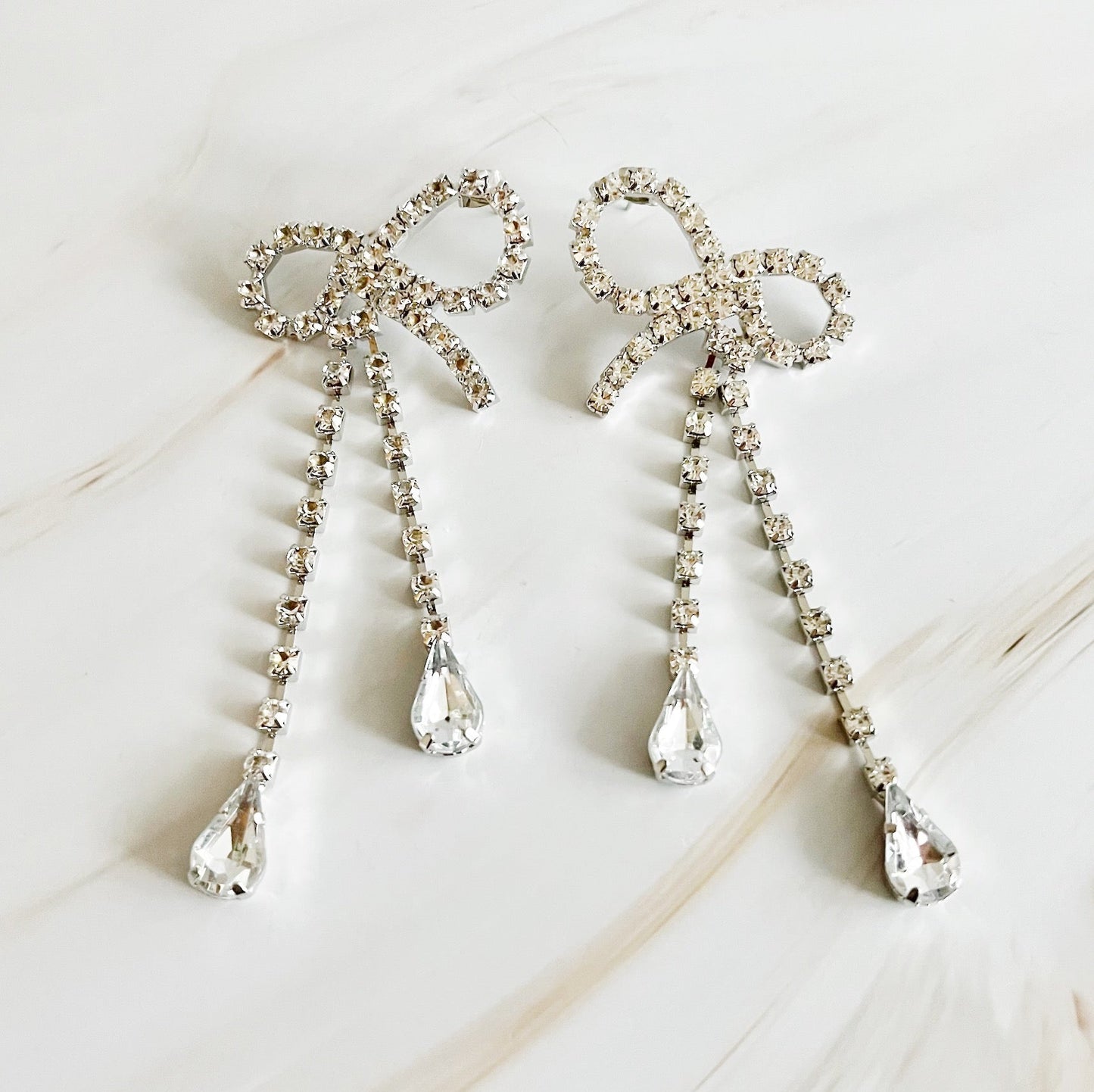 Crystal Bow Drop Earrings