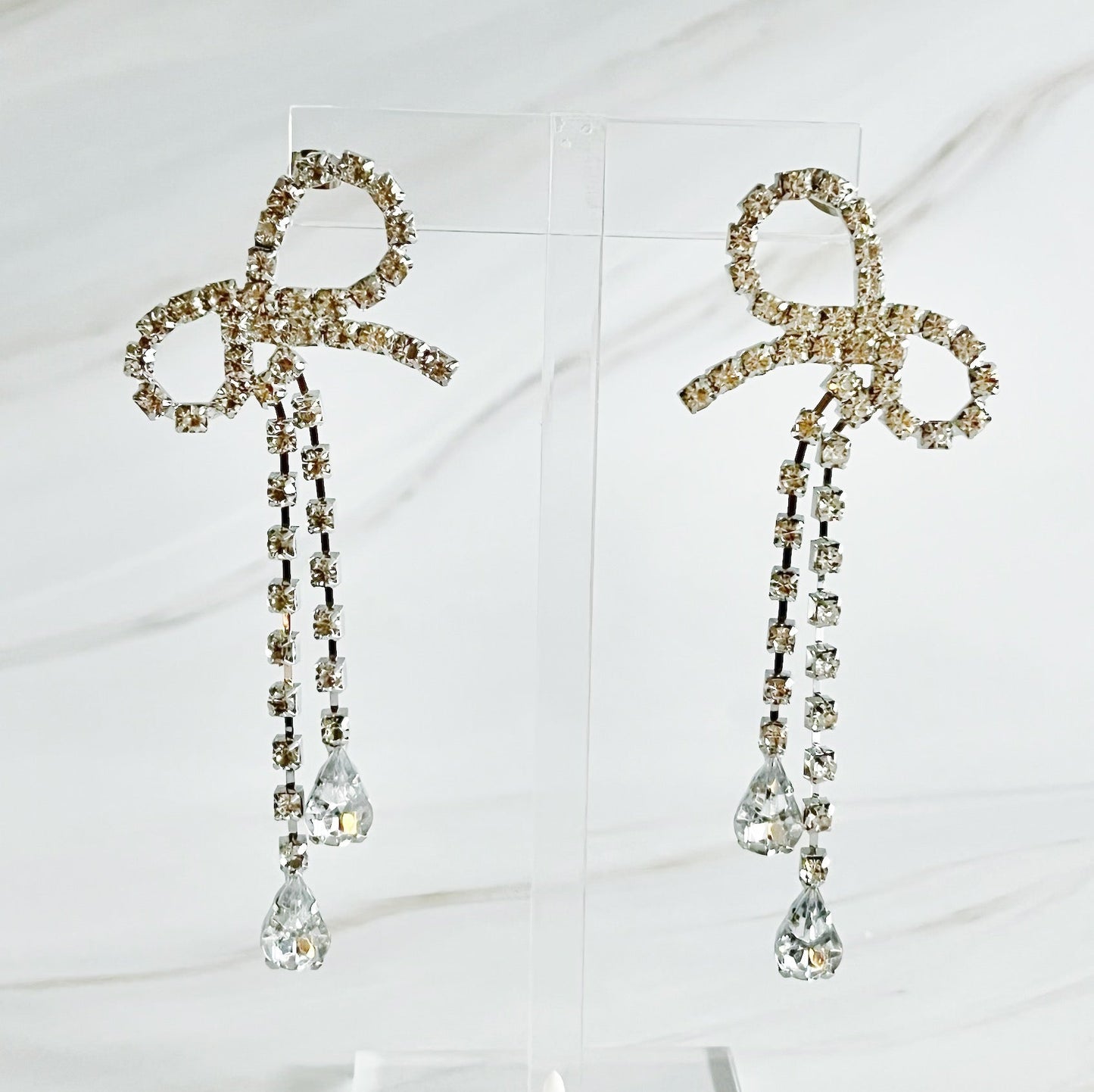 Crystal Bow Drop Earrings