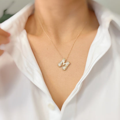Crystal Bubble Initial Necklace - Aaria Tees