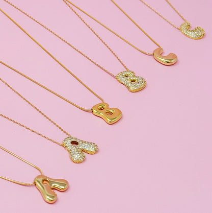 Crystal Bubble Initial Necklace - Aaria Tees