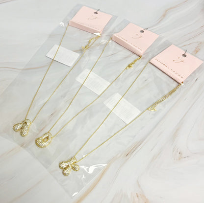 Crystal Bubble Initial Necklace - Aaria Tees