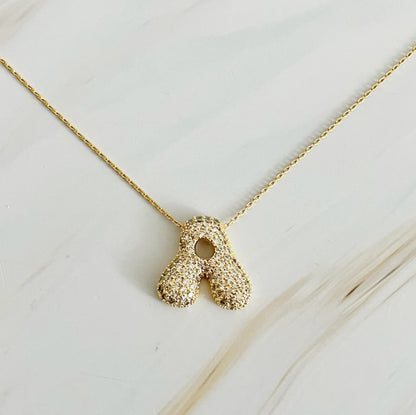 Crystal Bubble Initial Necklace - Aaria Tees