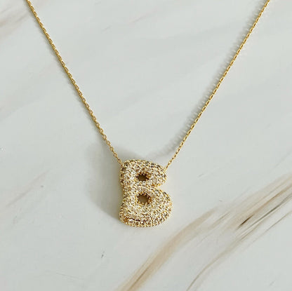 Crystal Bubble Initial Necklace - Aaria Tees