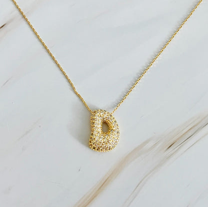 Crystal Bubble Initial Necklace - Aaria Tees