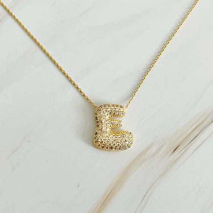 Crystal Bubble Initial Necklace - Aaria Tees