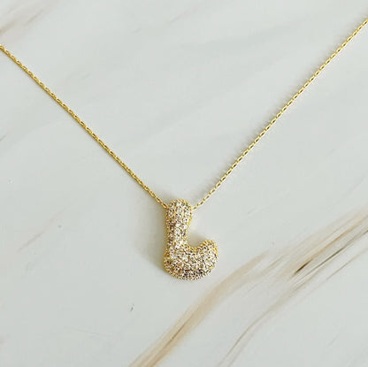 Crystal Bubble Initial Necklace - Aaria Tees