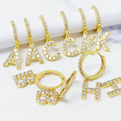 Crystal Initial Drop Earrings - Aaria Tees