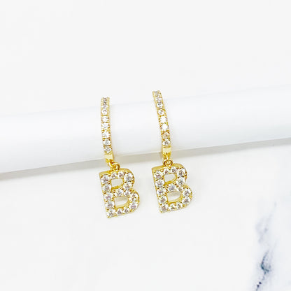 Crystal Initial Drop Earrings - Aaria Tees