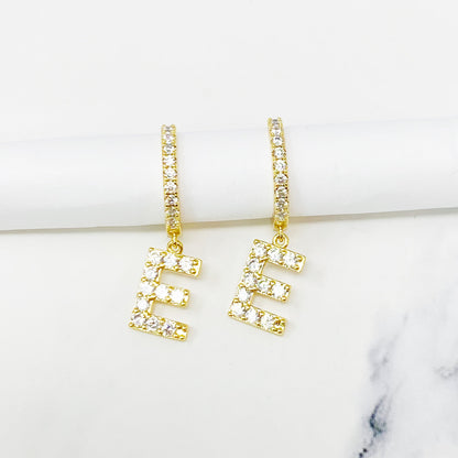 Crystal Initial Drop Earrings - Aaria Tees