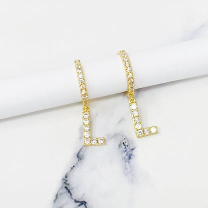 Crystal Initial Drop Earrings - Aaria Tees