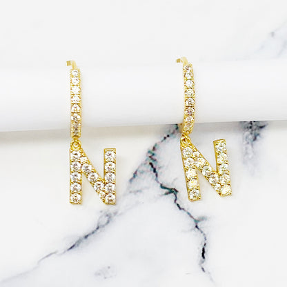 Crystal Initial Drop Earrings - Aaria Tees