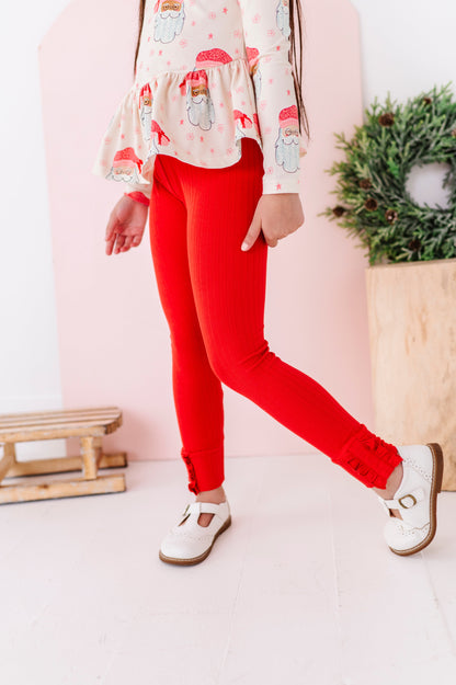 Holly Red | Ribbed SLIM LEGGINGS
