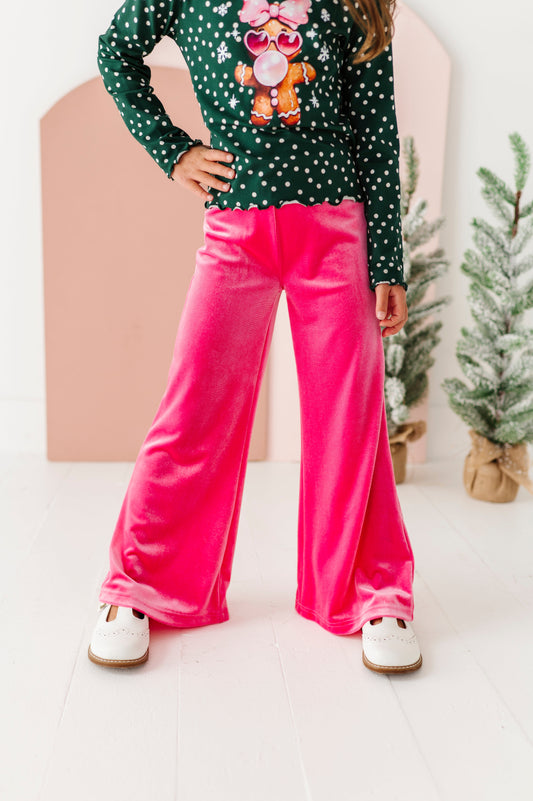 Hot Pink Velvet | Wide-Leg Pants