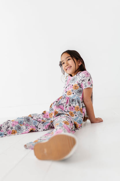 Vintage Sketchy Floral Romper