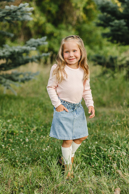 Pink Pointelle Long Sleeve Tee