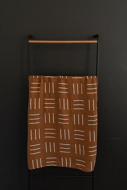 Mustard Mudcloth Muslin Swaddle Blanket