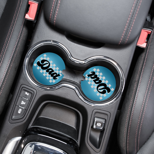 Checkered Dad Car Coasters