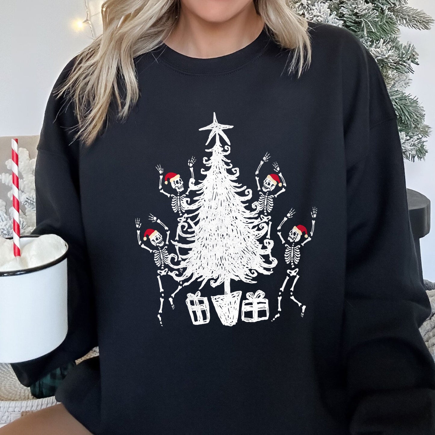 Christmas Dancing Skeletons Vintage Sweatshirt