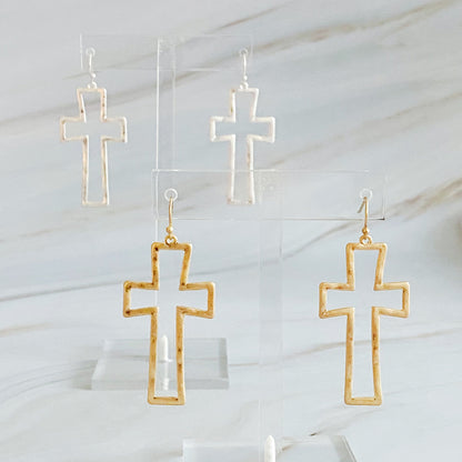 Dangle Cross Outlined Earrings