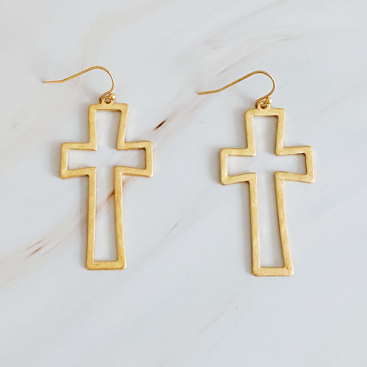 Dangle Cross Outlined Earrings