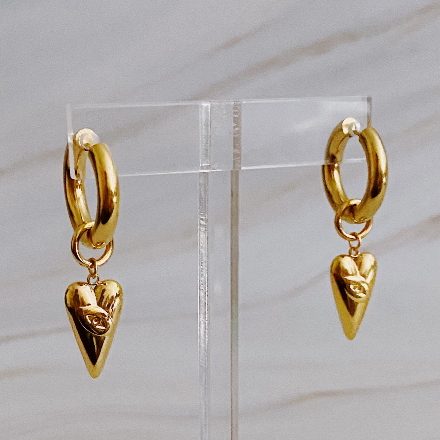 Dangle Heart Drop Earrings