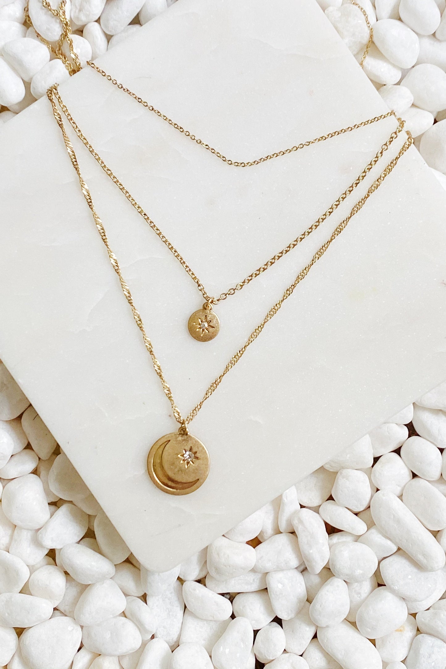 Double Star Layered Necklace - Aaria Tees