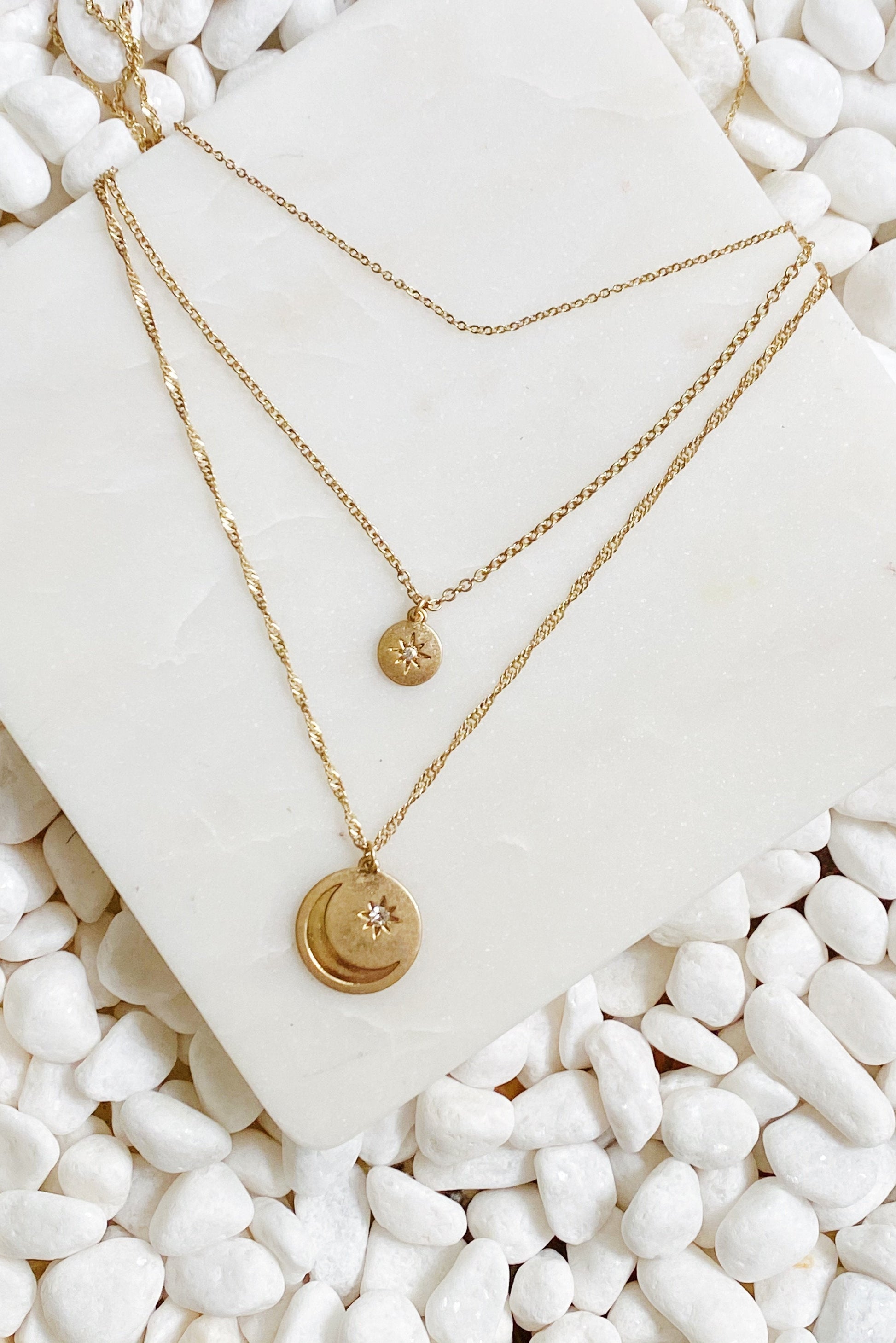 Double Star Layered Necklace - Aaria Tees