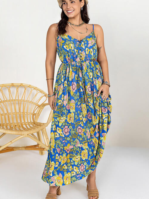 Drawstring Ruffle Hem Maxi Dress - Aaria Tees Aaria Tees