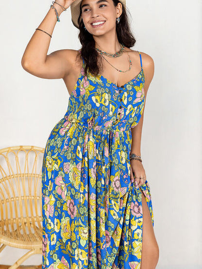Drawstring Ruffle Hem Maxi Dress - Aaria Tees