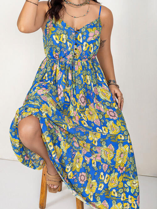 Drawstring Ruffle Hem Maxi Dress - Aaria Tees
