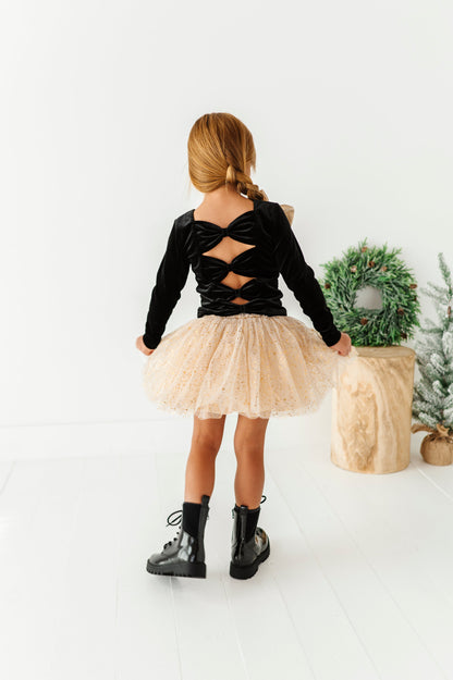 Black Velvet | Bow Back Long Sleeve Top