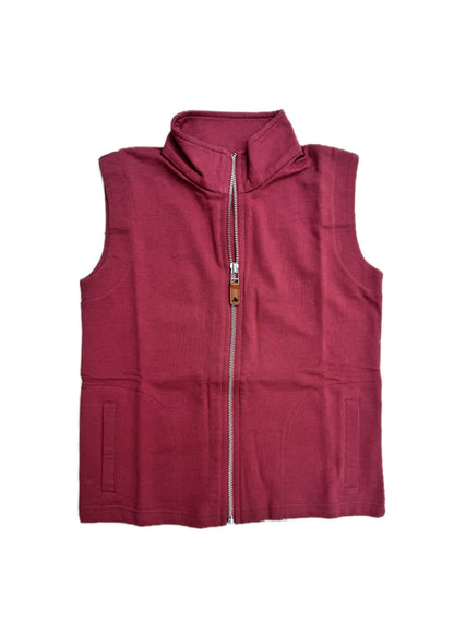 Knit Full Zip Vest in Mineral Red