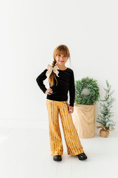 Gold Sequin Stripe | Wide-Leg Pants