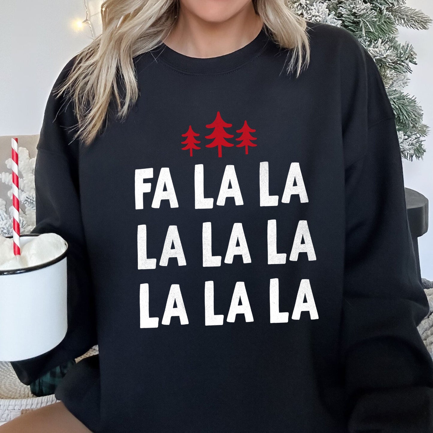 Fa La La, Retro Christmas Trees, Sweatshirt