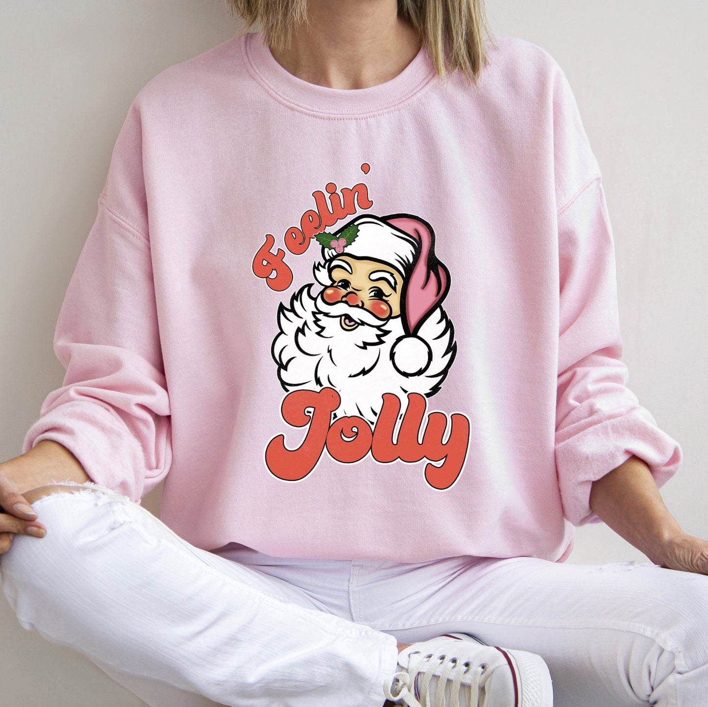 Feeling Jolly Retro Santa Christmas Sweatshirt