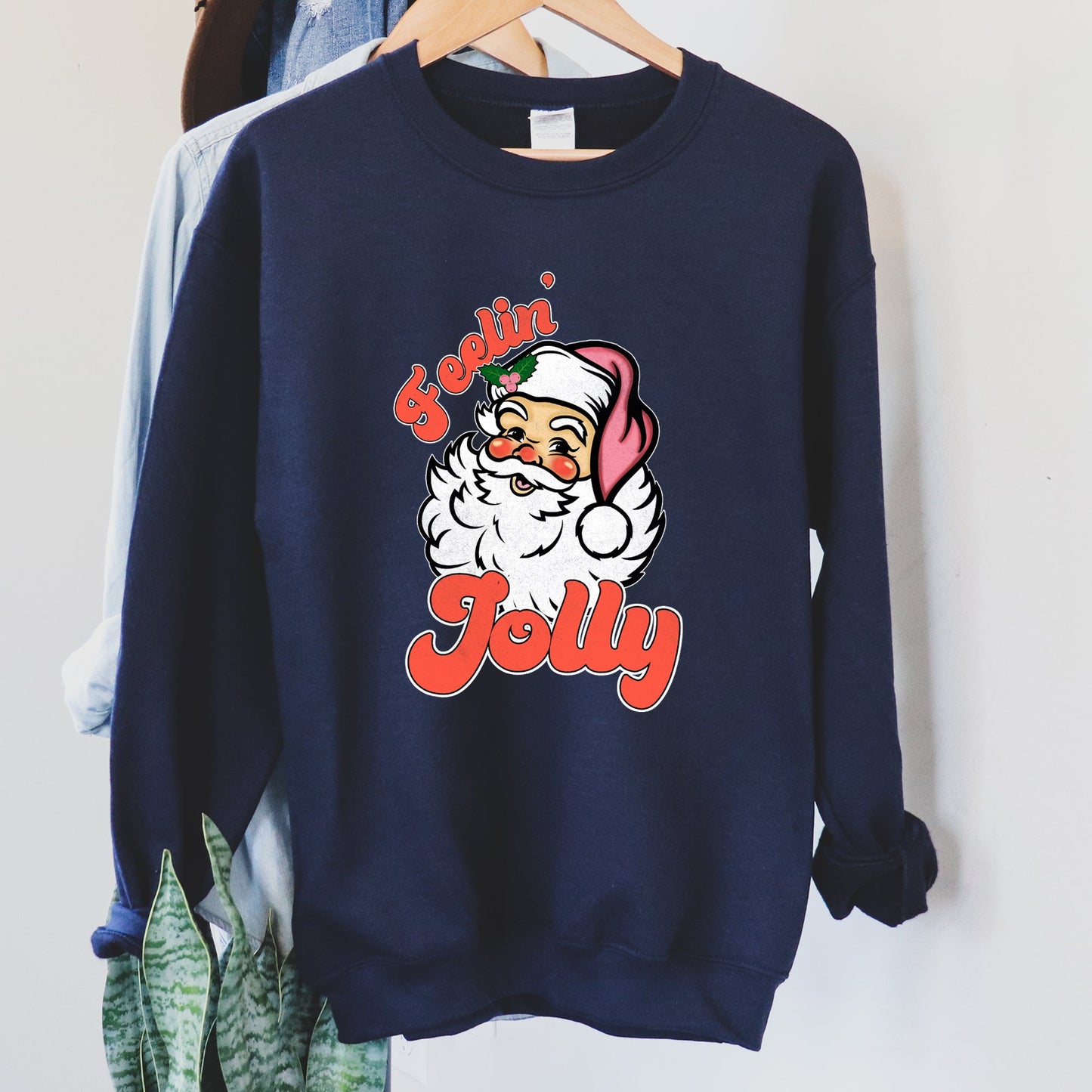 Feeling Jolly Retro Santa Christmas Sweatshirt