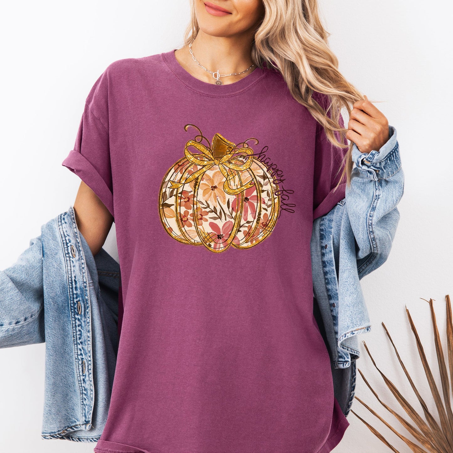 Floral Pumpkin, Happy Fall, Flowers, Autumn, Thanksgiving Tshirt Comfort Colors T-Shirt