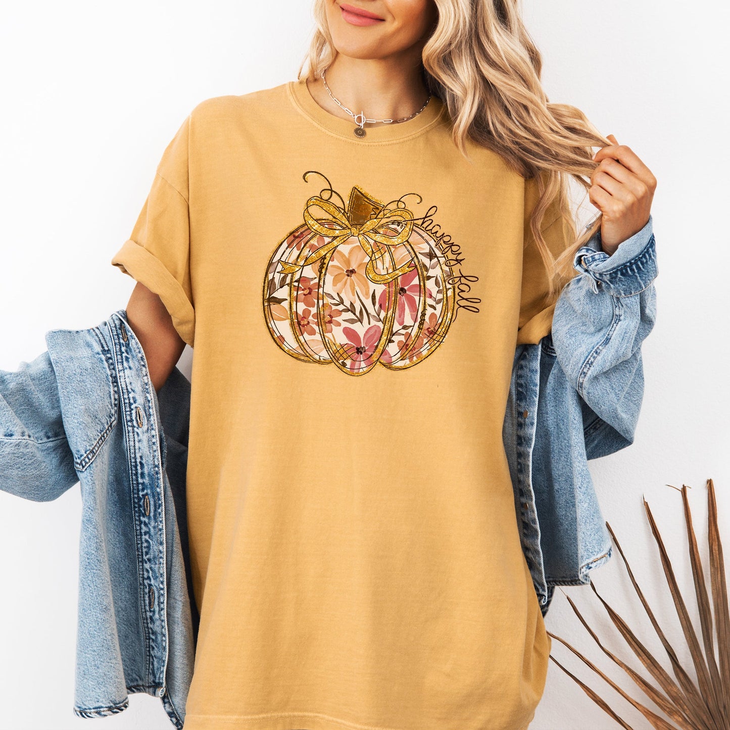 Floral Pumpkin, Happy Fall, Flowers, Autumn, Thanksgiving Tshirt Comfort Colors T-Shirt