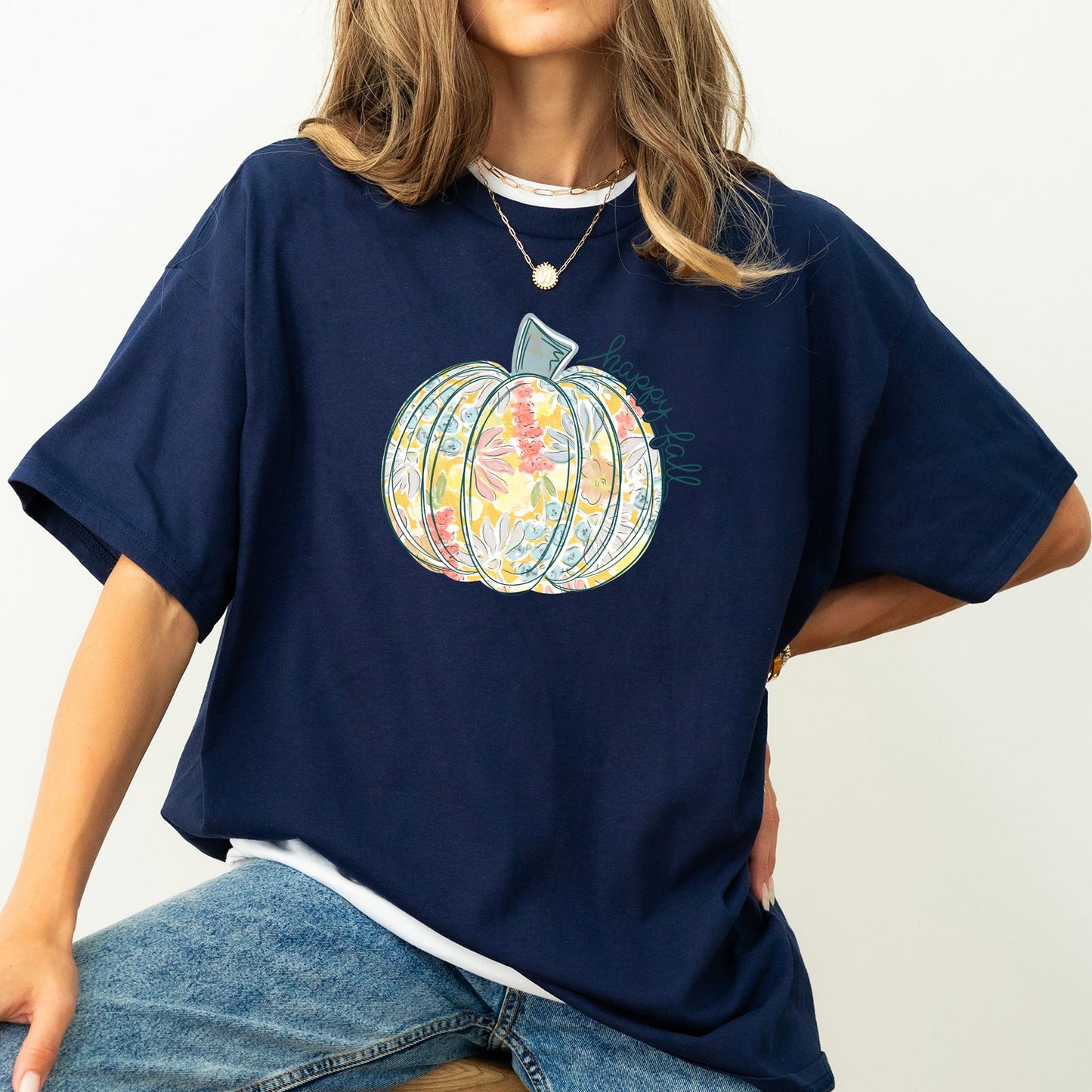 Floral Pumpkin, Happy Fall, Pastels, Flowers, Autumn, Thanksgiving Tshirt Comfort Colors T-Shirt