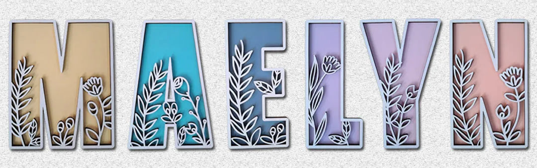 Name Sign For Nursery, Boho Nursery Sign, Family Name Signs, 3D Wall Art for Children & Kids Rooms, Baby Shower, First birthday gift (Floran)