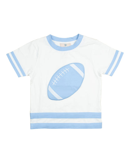 Go! Fight! Win! Baby Blue Football Appliqué Shirt