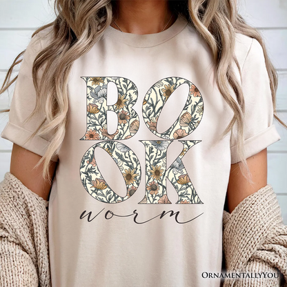 Bookworm Floral T-Shirt, Boho Wildflower Book Lover Tee