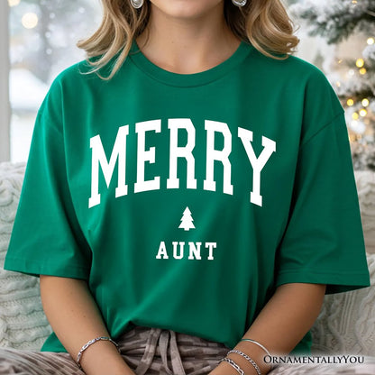 Merry Aunt Retro Christmas T-Shirt, Matching Family Holiday Tee