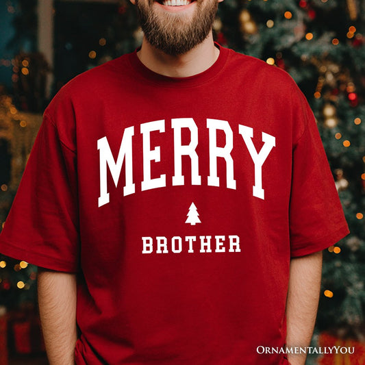 Merry Brother Retro Christmas T-Shirt, Matching Family Holiday Tee
