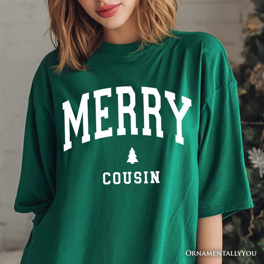 Merry Cousin Retro Christmas T-Shirt, Matching Family Holiday Tee