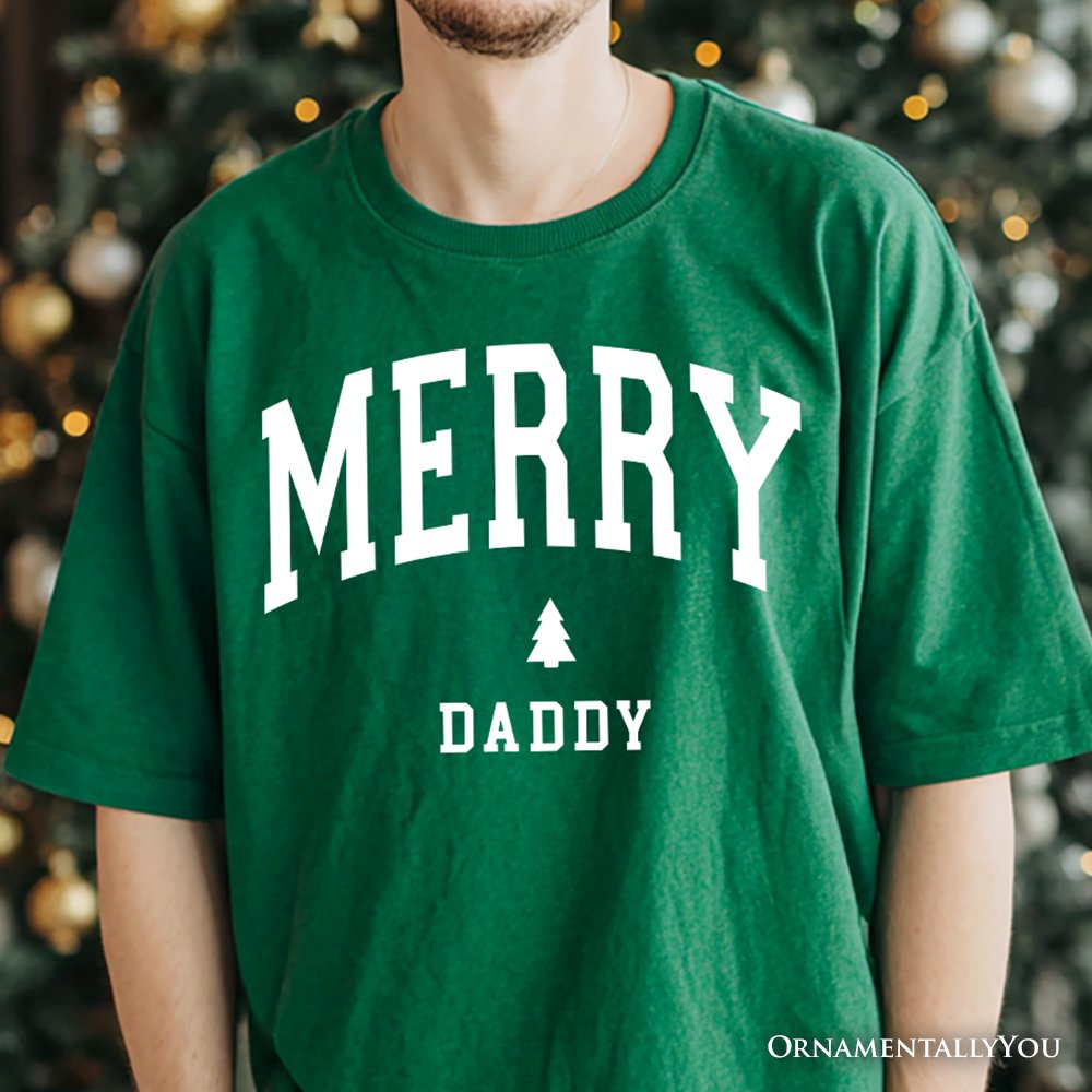 Merry Daddy Retro Christmas T-Shirt, Matching Family Holiday Tee