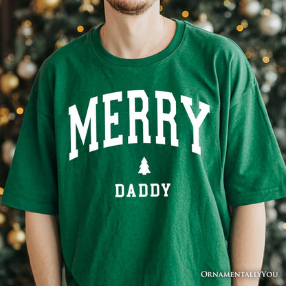 Merry Daddy Retro Christmas T-Shirt, Matching Family Holiday Tee